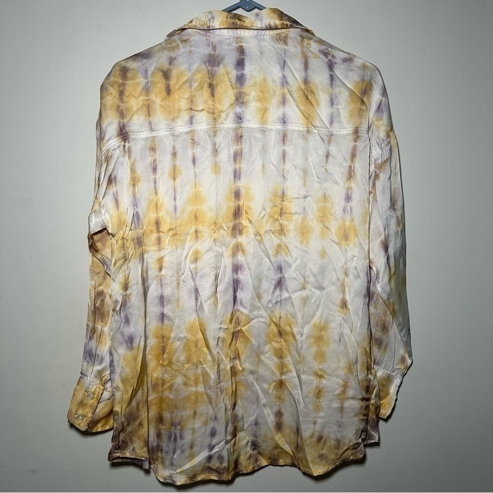 Young Fabulous & Broke Boho Yellow and Purple Tie Dye Button Down Shirt Size XS - Picture 14 of 16